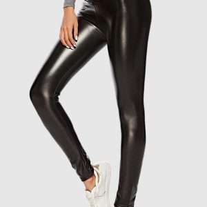 Leggings i glansigt imitationsläder
