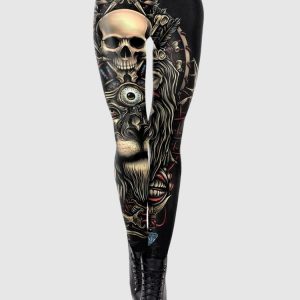 Leggings med dödskalle och lejon