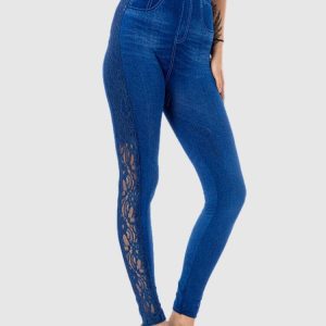 Jeansleggings med hög midja