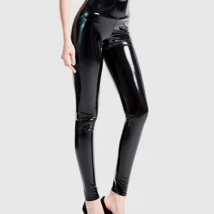 Glansiga latexleggings